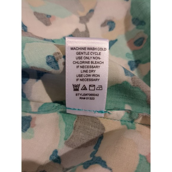 Cece By Cynthia Steffe Green Large Floral Blouse Top Long Sleeve - Picture 4 of 4